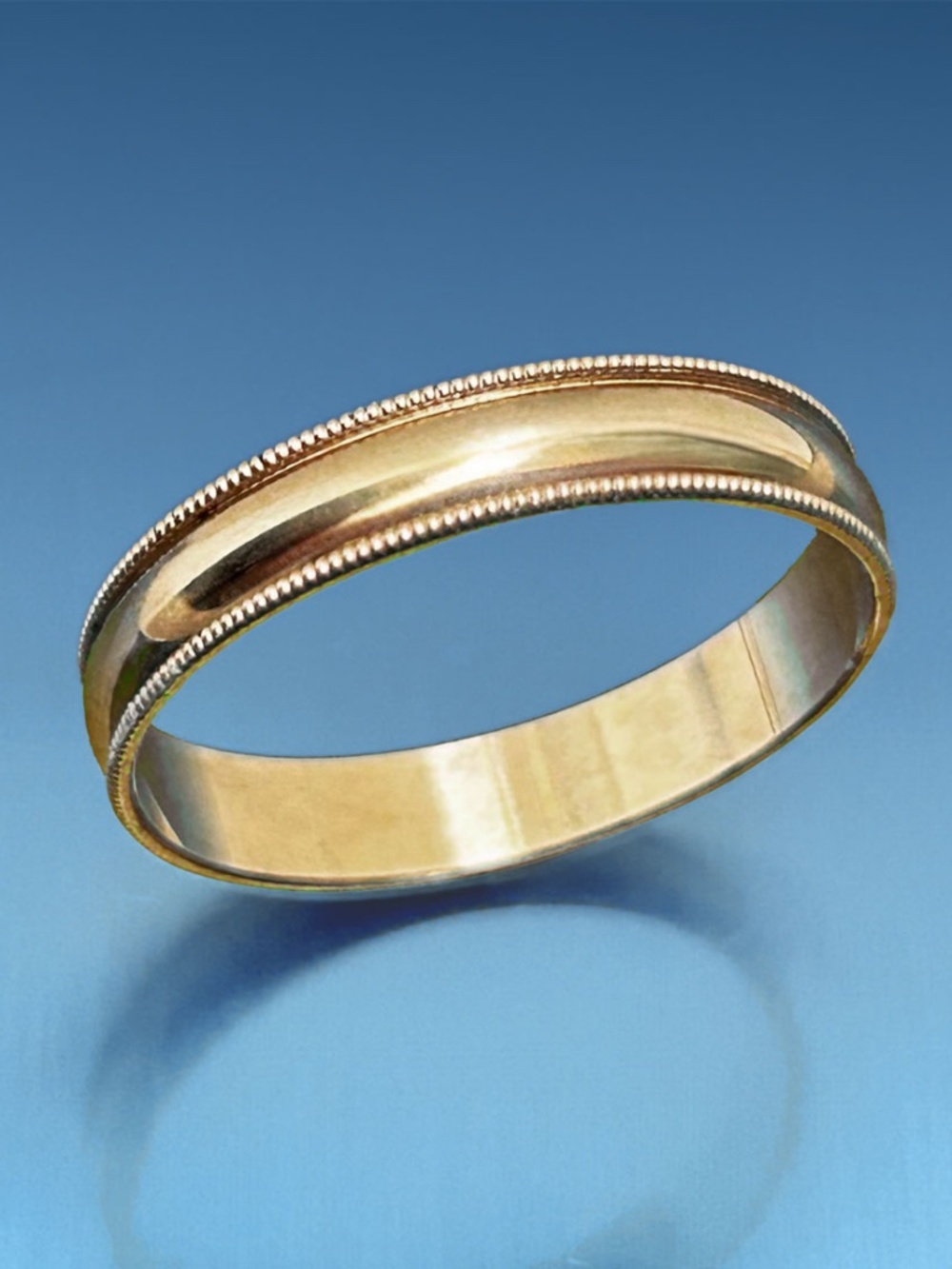 14K Yellow Gold 4mm Wed-Lok Wedding Band Ring w Milgrain Edge Size 10 Near Mint